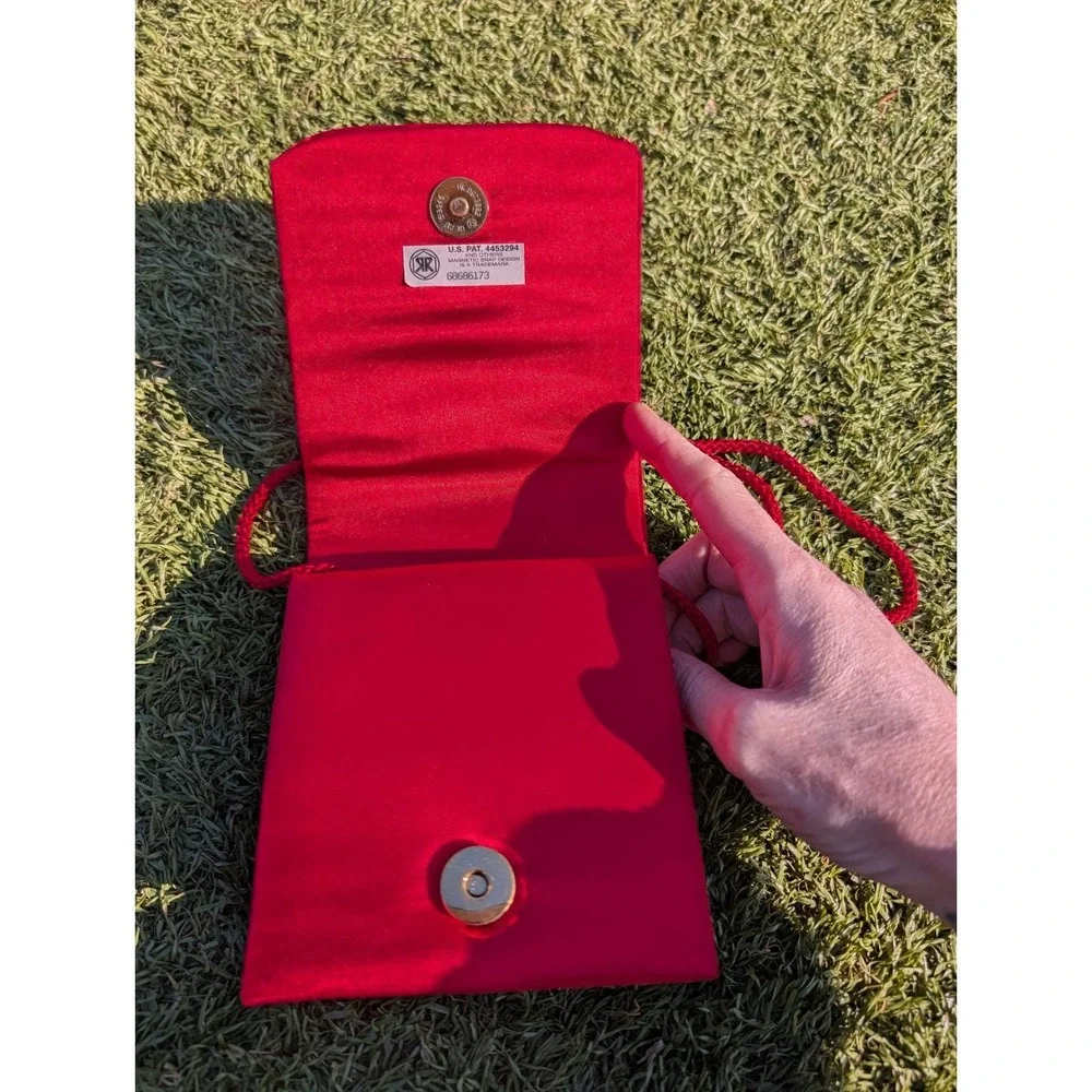 Vintage La Regale‎ Red Pleated Satin Crossbody Evening Bag NWT Coquette Glamour